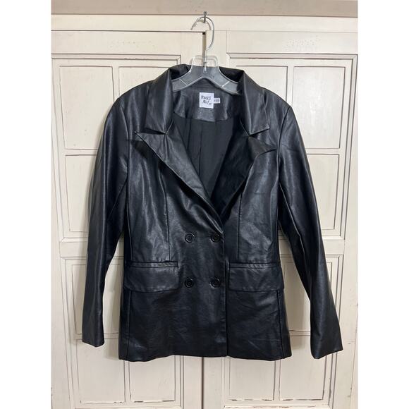 Princess Polly size XS/S XS Small black faux leather blazer jacket - Picture 1 of 4